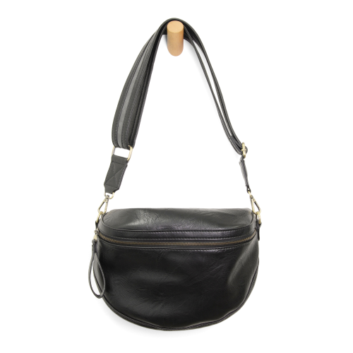 BLACK LAURA CONTRAST STRAP SLING/BELT BAG