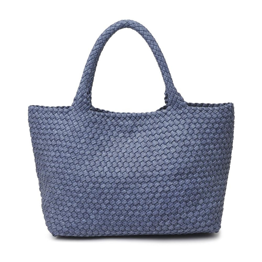 DARK DENIM SKY'S THE LIMIT LARGE WOVEN TOTE BAG