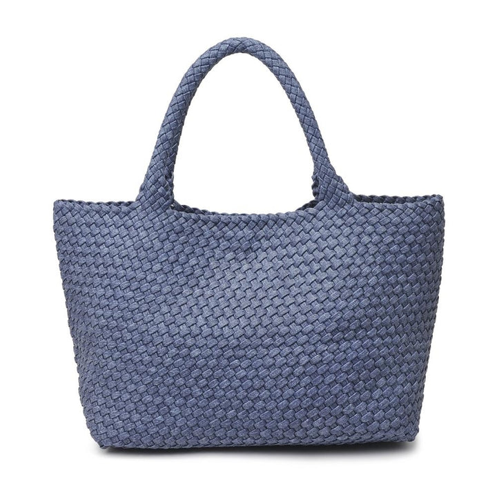 DARK DENIM SKY'S THE LIMIT LARGE WOVEN TOTE BAG