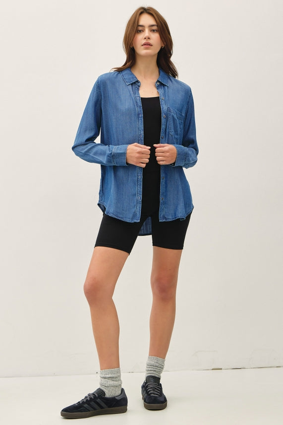 SAM MEDIUM WASH TENCEL DENIM SHIRT