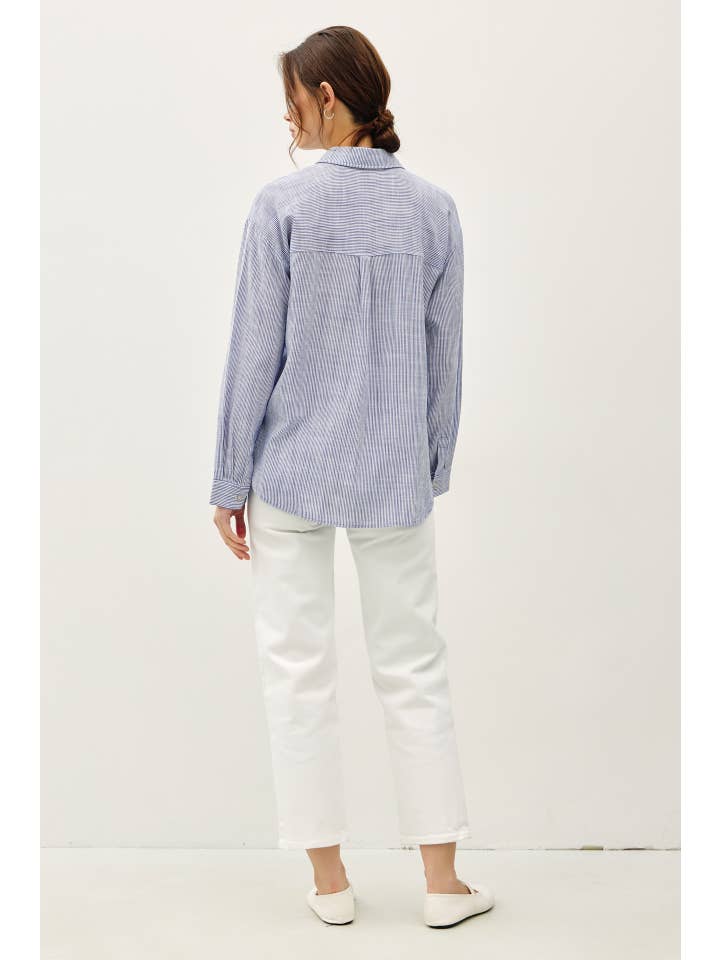 ERIKA INDIGO PINSTRIPE SHIRT