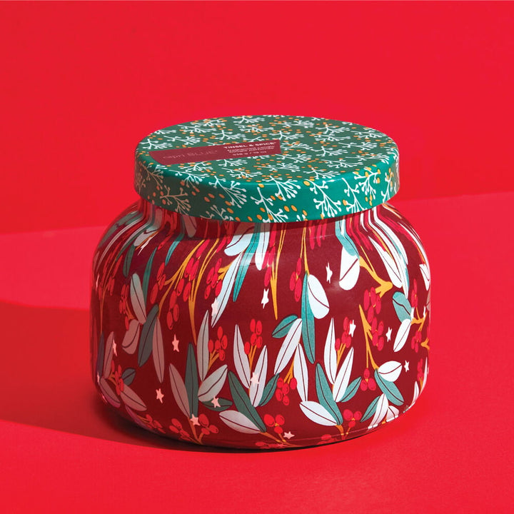 HOLIDAY PATTERN PLAY TINSEL & SPRICE 19OZ CANDLE