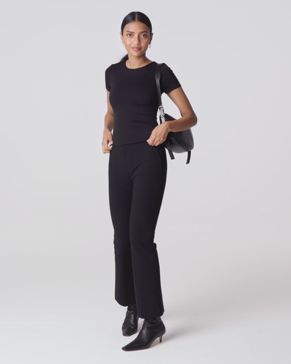 SPANX CLASSIC BLACK JERSEY CREWNECK TEE