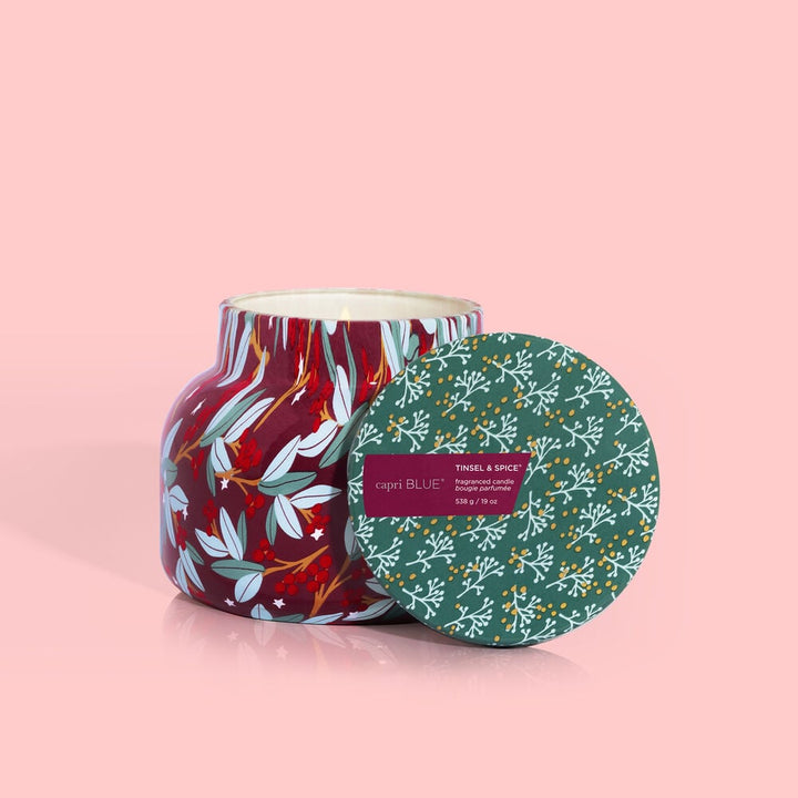 HOLIDAY PATTERN PLAY TINSEL & SPRICE 19OZ CANDLE