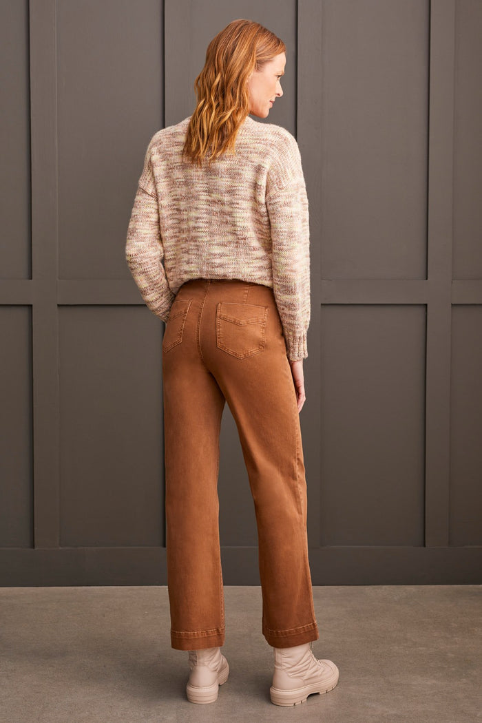 WALNUT COMFORT STRETCH FLY FRONT WIDE TWILL JEANS