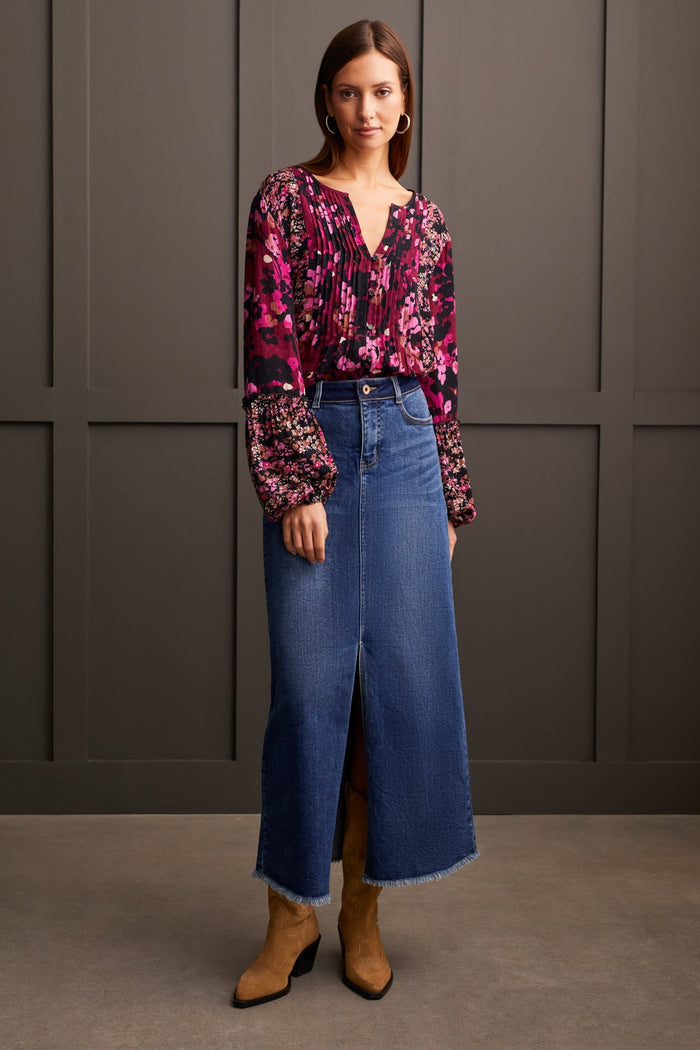 SOFT INDIGO LONG DENIM SKIRT