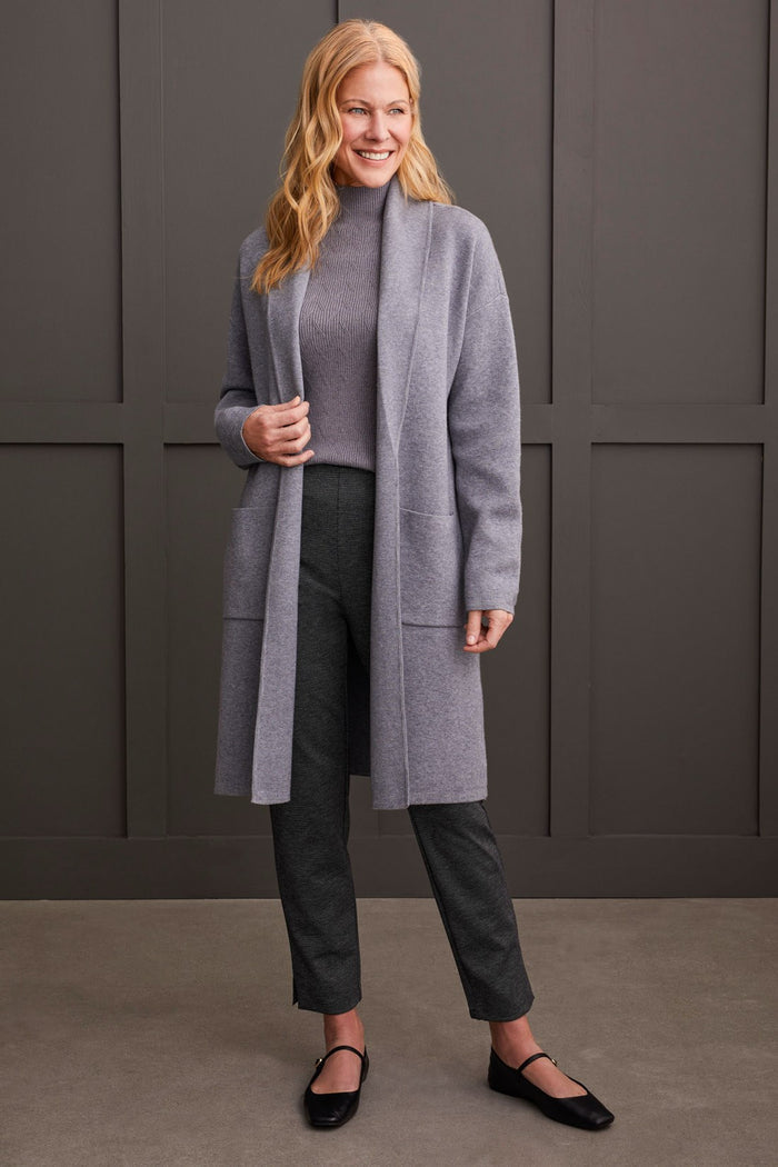 HEATHER CHARCOAL LUXE PATCH POCKET COATIGAN S