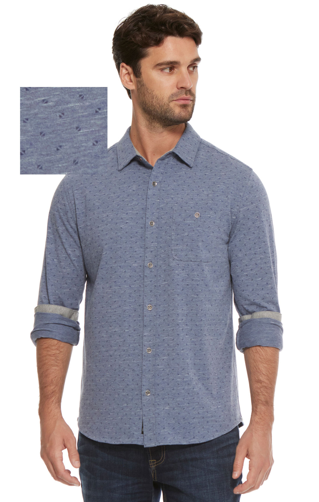 MEN'S LANSE LONG SLEEVE PRINTED KNIT SHIRT