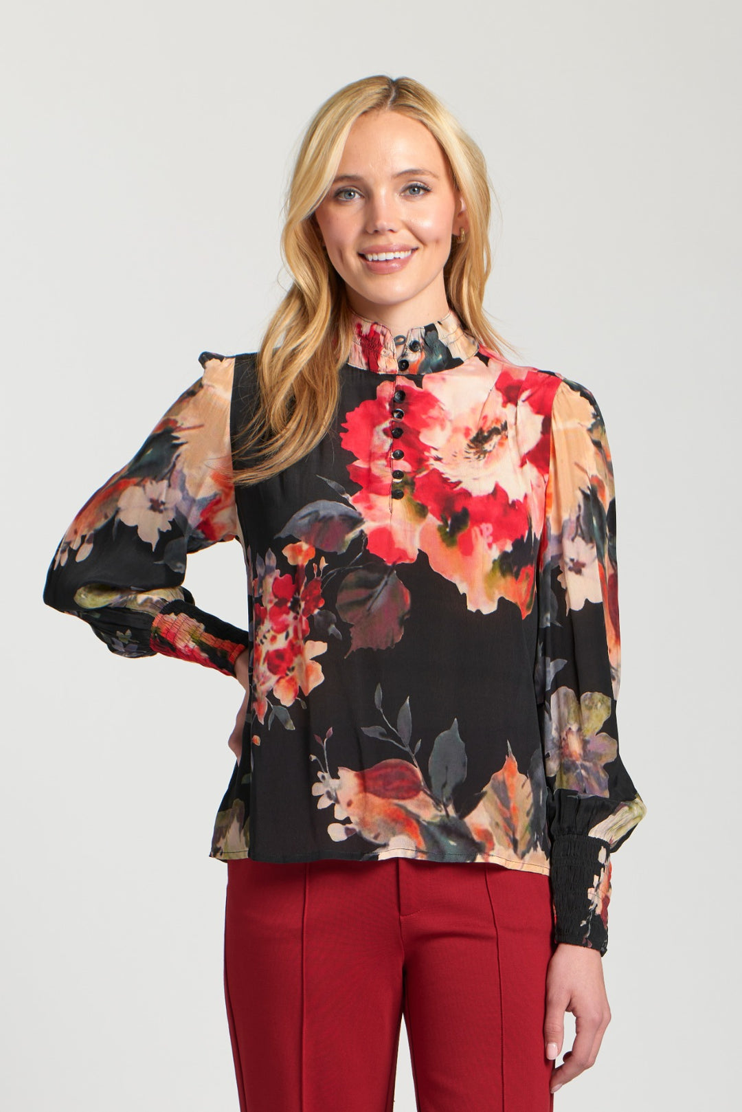 ERIKA ROSEBUD FLORAL PUFF SLEEVE BLOUSE