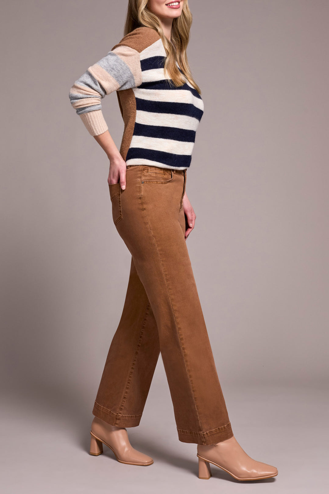 WALNUT COMFORT STRETCH FLY FRONT WIDE TWILL JEANS