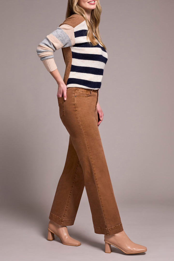 WALNUT COMFORT STRETCH FLY FRONT WIDE TWILL JEANS