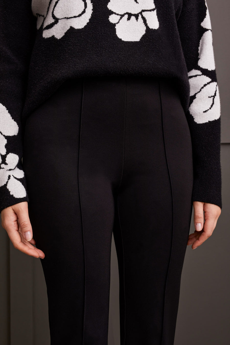 BLACK PONTE PULL-ON 28 INCH BOOTCUT TROUSERS