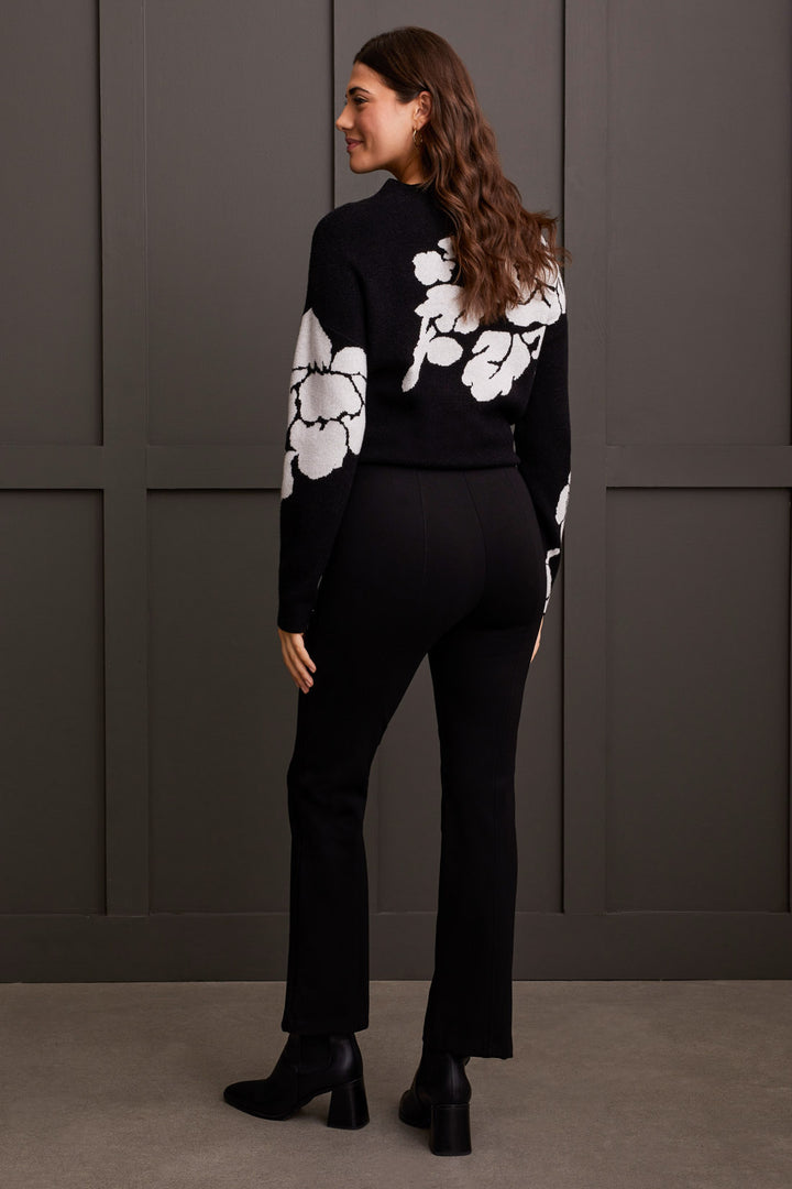 BLACK PONTE PULL-ON 28 INCH BOOTCUT TROUSERS