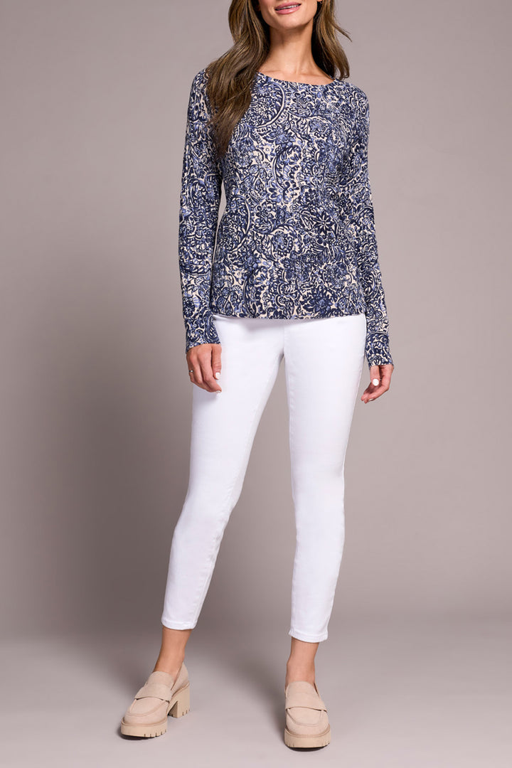 SAPPHIRE PRINT SWEATER KNIT TOP