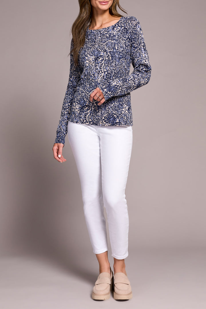 SAPPHIRE PRINT SWEATER KNIT TOP