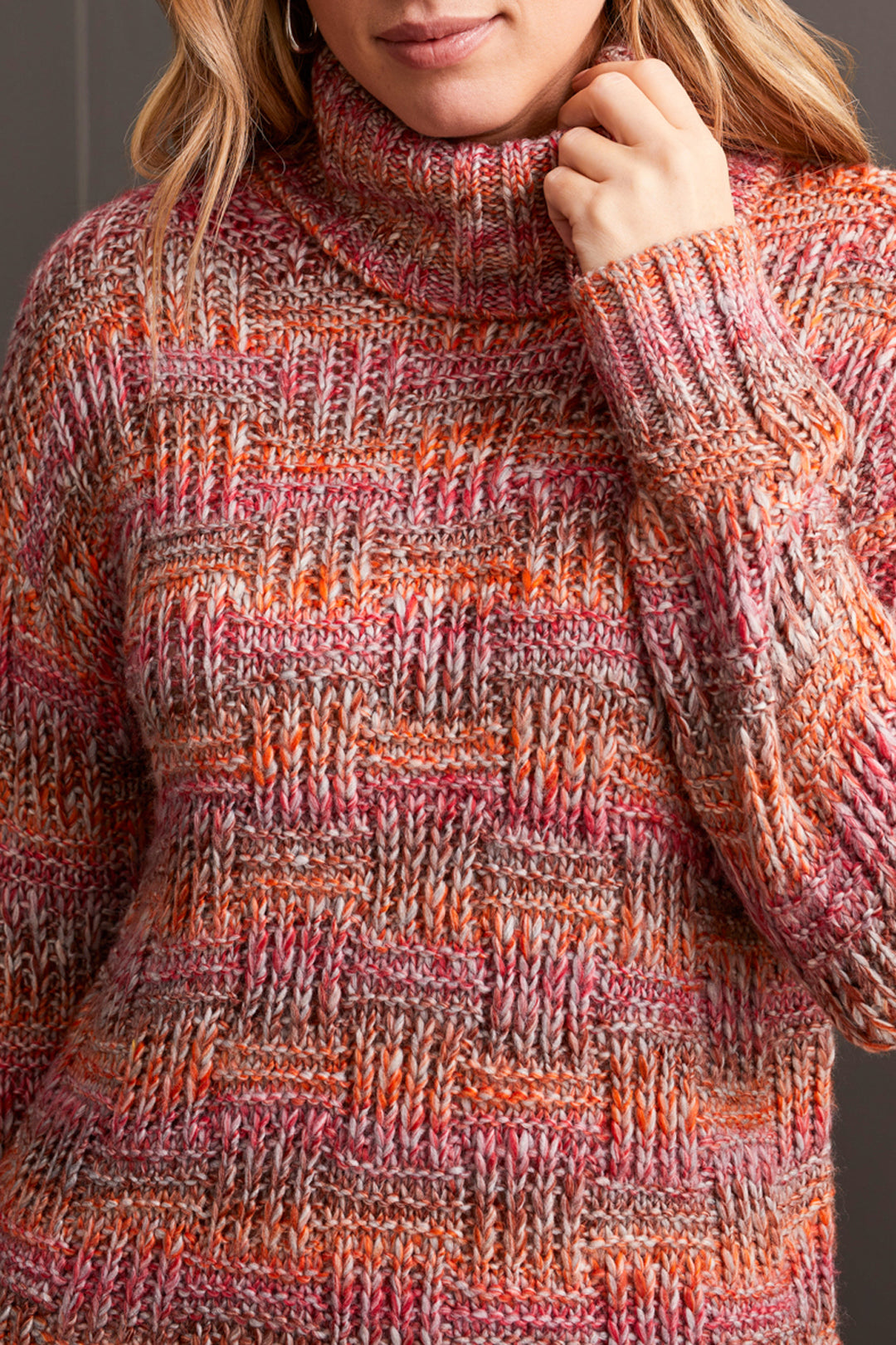 GINGER MARLED WEAVE COWL SWEATER