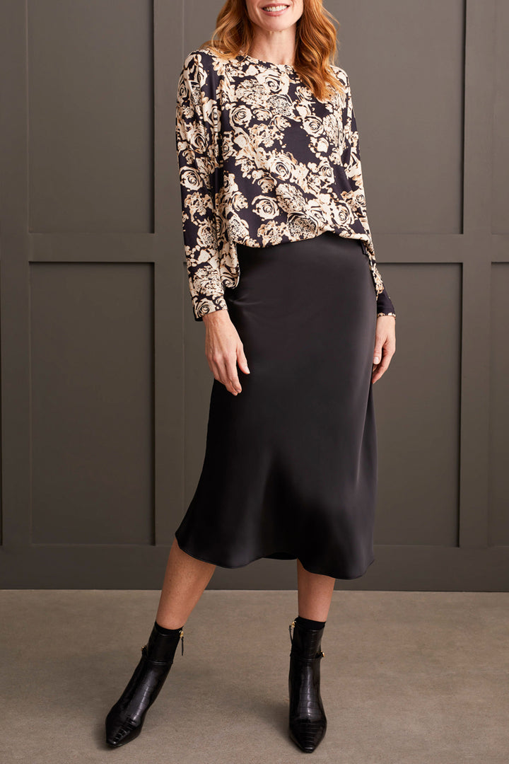 MOONSTONE PRINT CURVED HEM KNIT TOP