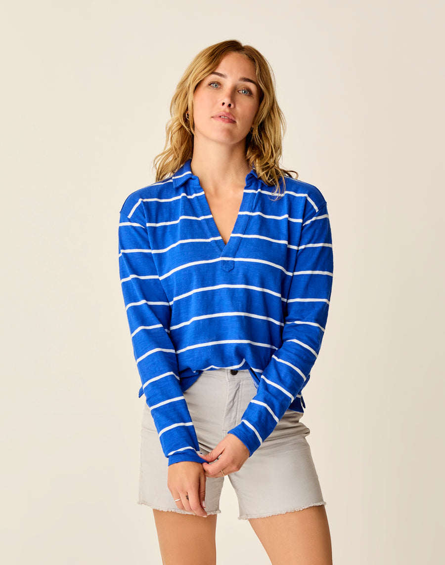 BILLIE BLUE STRIPE MARA SLUB POLO