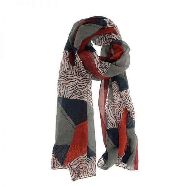 Joy Susan Abstract Tiger Scarf, Red