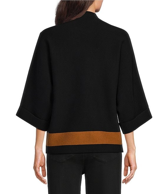 NAN BLACK FUNNEL NECK SWEATER WITH BUTTON DETAIL