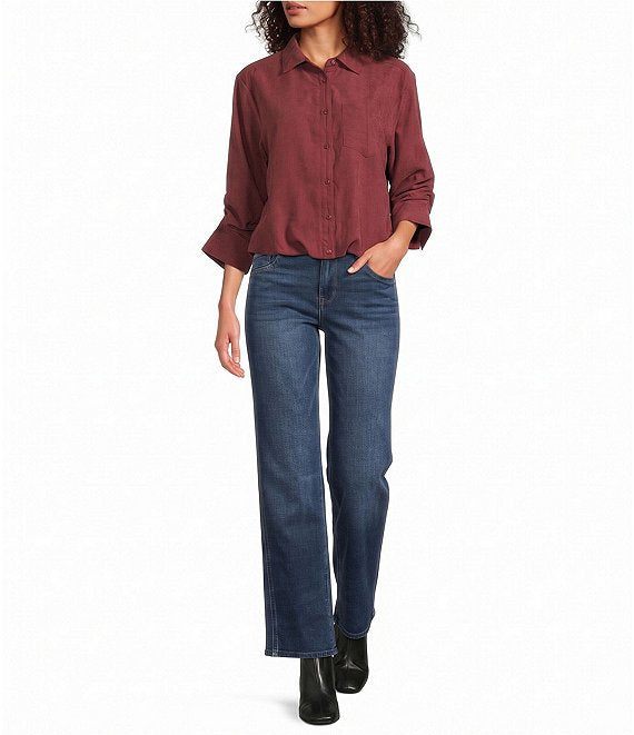 APPLE BUTTER 3/4 SLEEVE BUBBLE HEM TOP