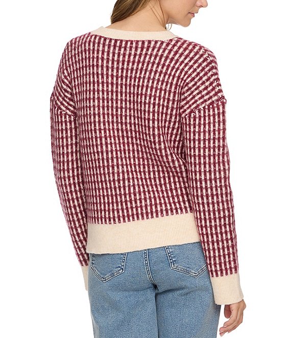 MICHIE BERRY CHECK CREW SWEATER