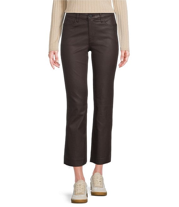 CHOCOLATE KELSEY COATED HIGH RISE ANKLE FLARE JEANS
