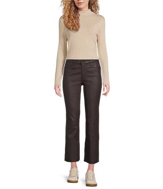 CHOCOLATE KELSEY COATED HIGH RISE ANKLE FLARE JEANS