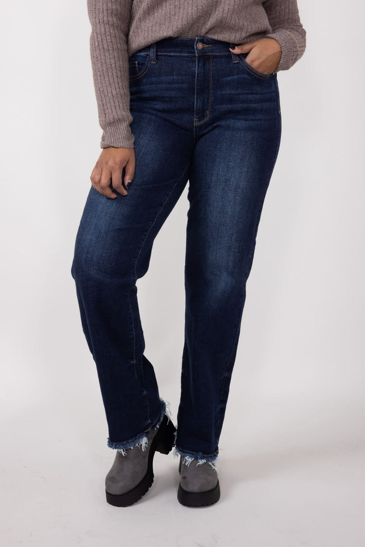 EDEN MIDRISE DARK WASH STRAIGHT LEG JEANS