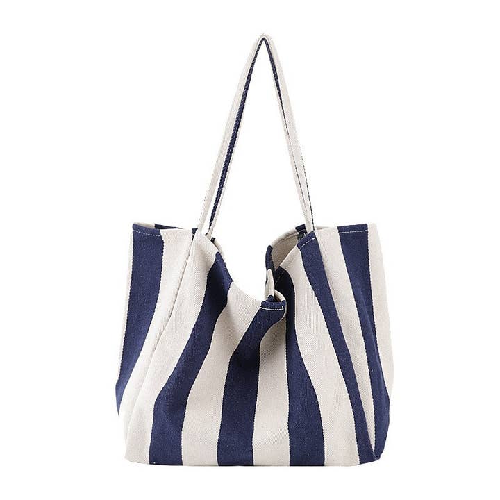 NAVY BEACH STRIPE JUMBO TOTE
