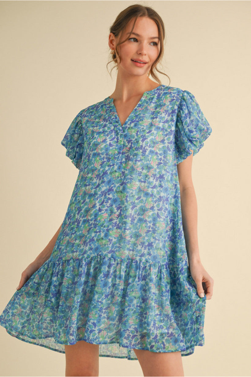 BLUE-T-FUL FLORAL DRESS
