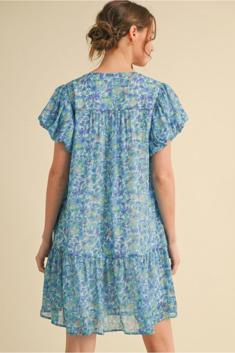 BLUE-T-FUL FLORAL DRESS
