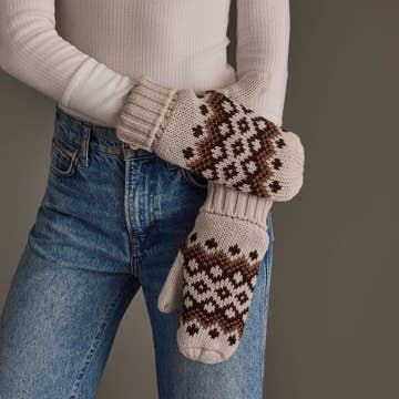 TAUPE, BROWN & MOCHA PATTERNED MITTENS
