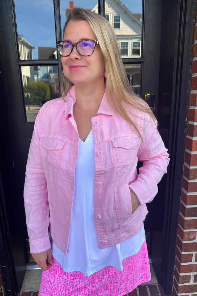 CLEAR LIGHT PINK ABBY LINEN JACKET