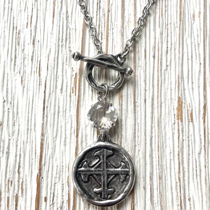 SILVER SERENITY PRAYER MEDALLION NECKLACE