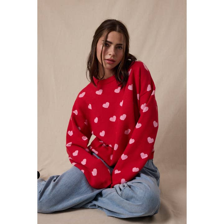 RED ADORE HEART SWEATER
