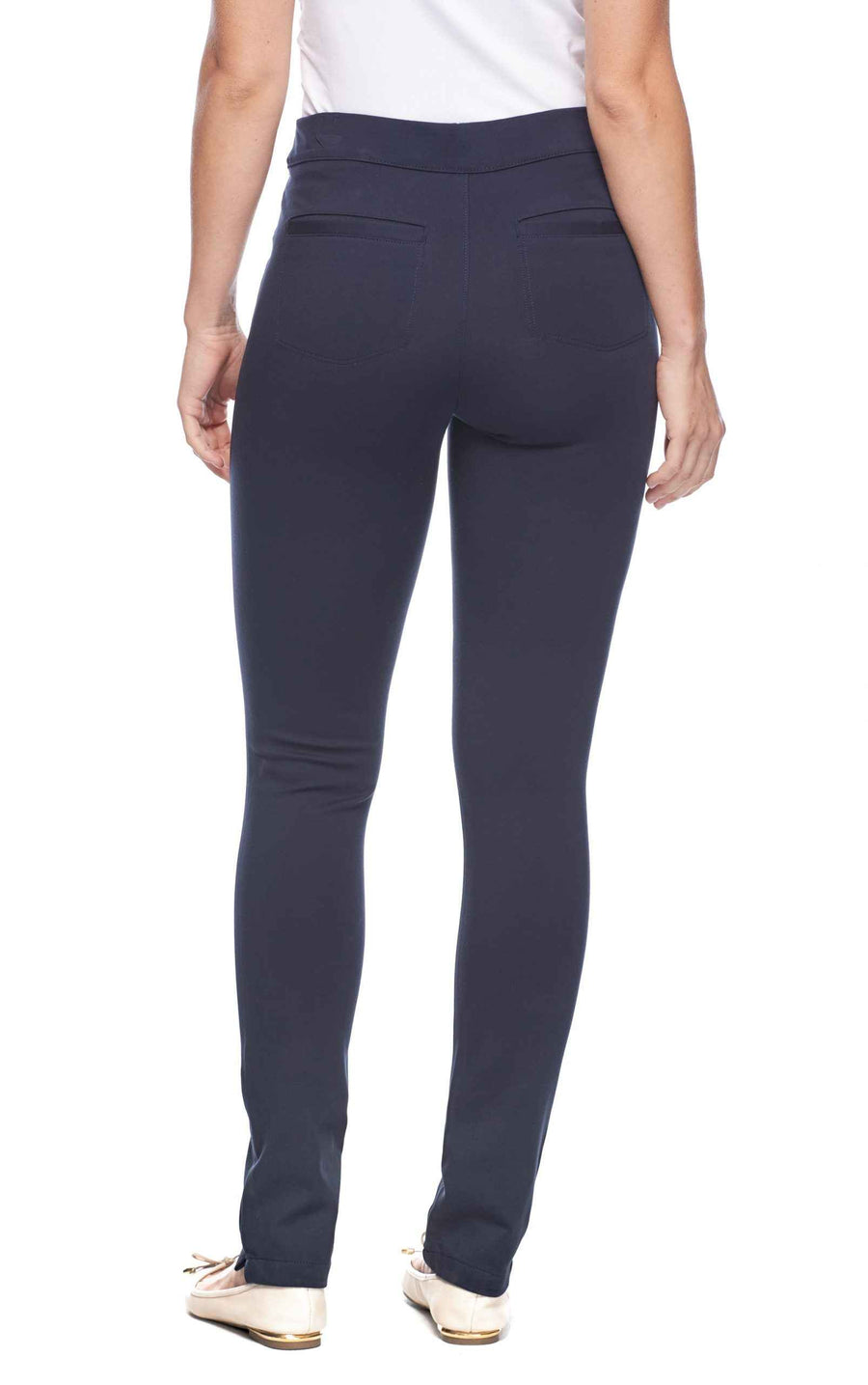 NAVY PULL ON PONTE PANT
