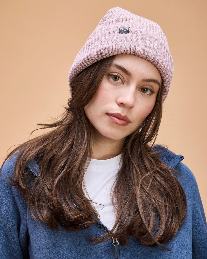 MAUVE PINK BONFIRE KNIT BEANIE