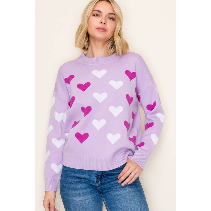 LAVENDER FOLLOW YOUR HEART SWEATER