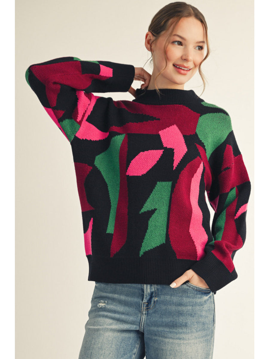 BEATRICE ABSTRACT PRINT SWEATER
