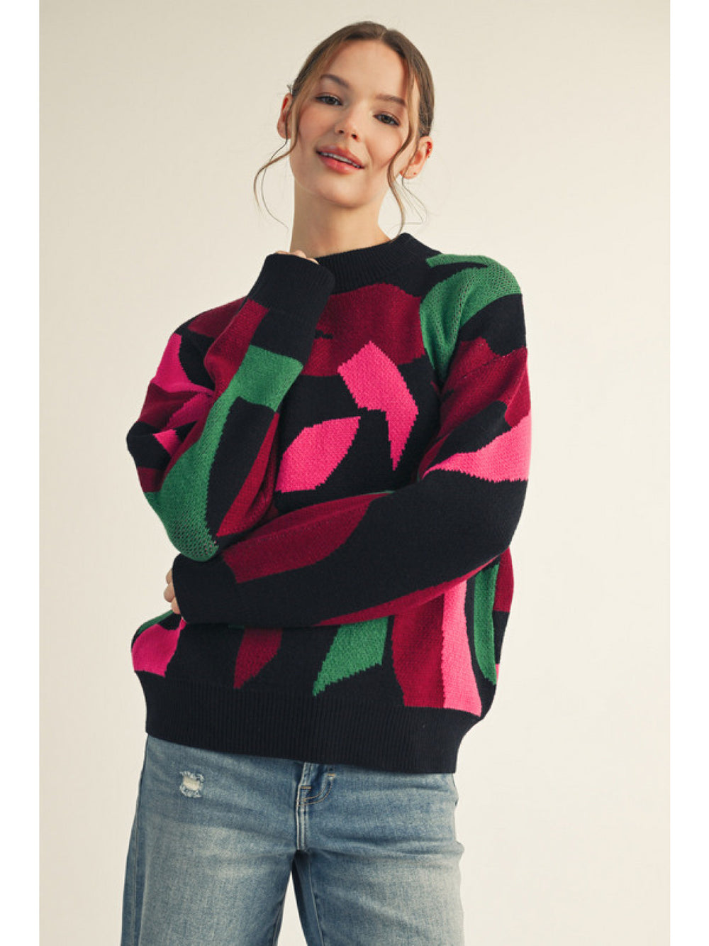 BEATRICE ABSTRACT PRINT SWEATER
