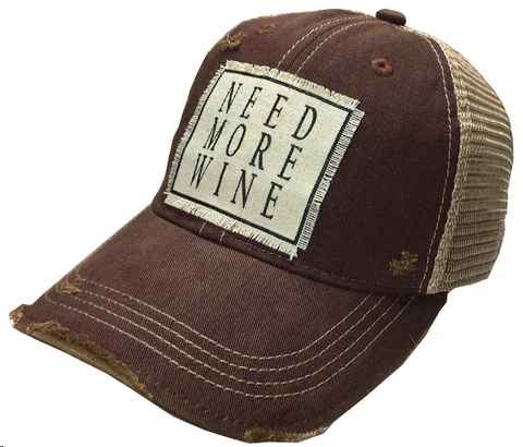 NEED MORE WINE DISTRESSED HAT
