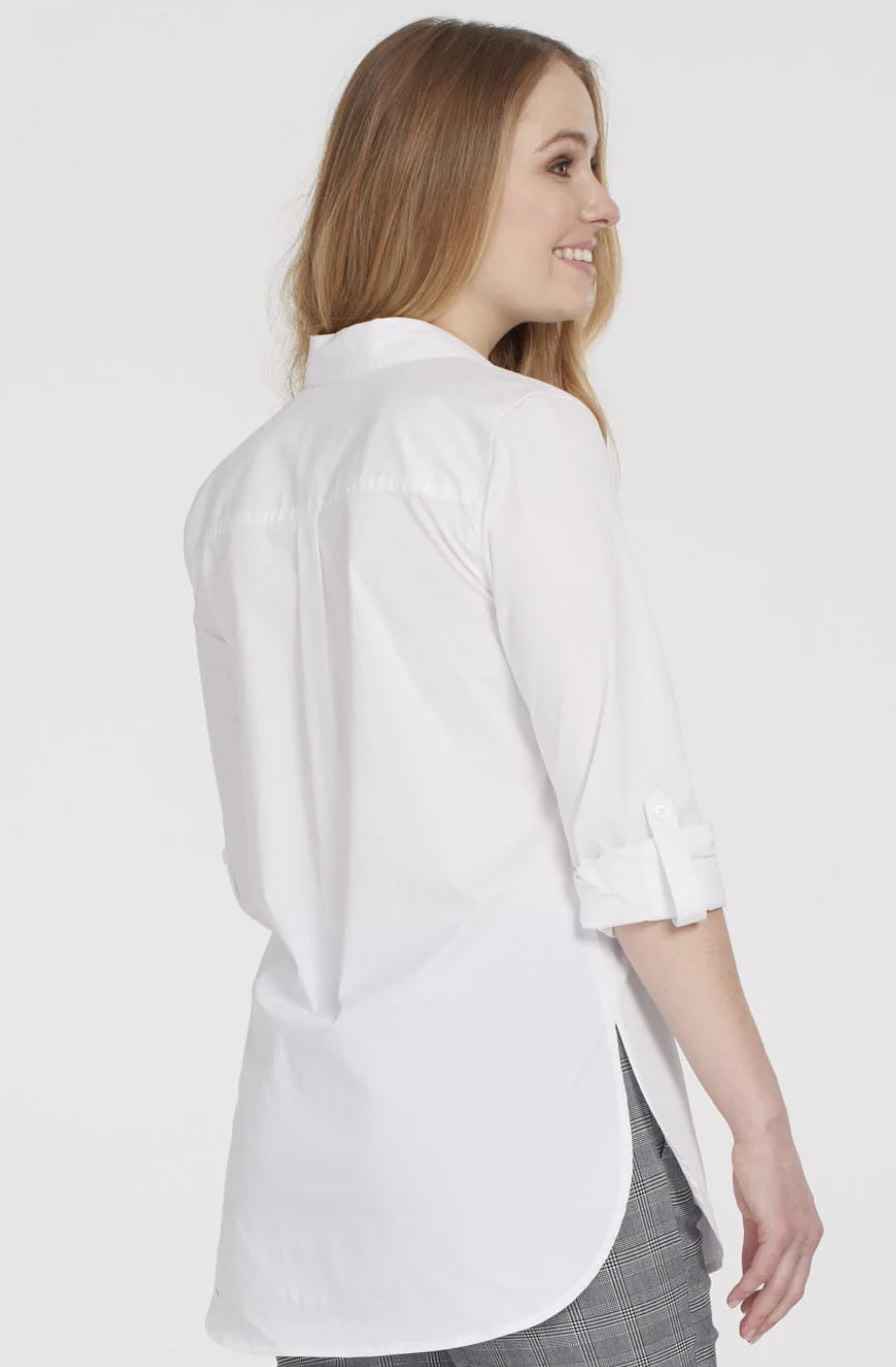 WHITE ROLL UP SLEEVE BLOUSE
