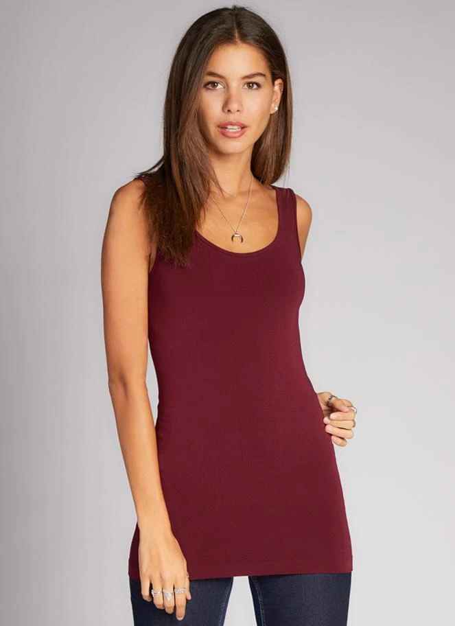 Bordeaux Bamboo Long Scoop Tank
