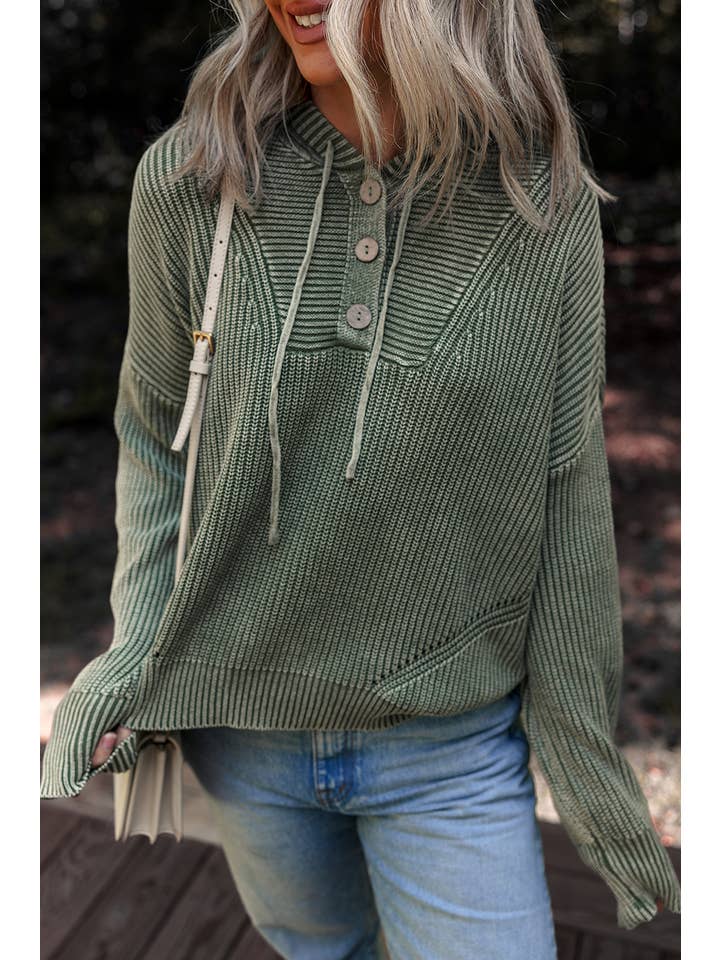 MARLEY PINE 3 BUTTON HOODIE SWEATER
