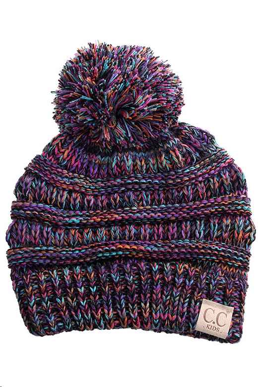 YOUTH BRIGHT MULTI POM HAT