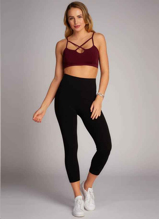 Black 3/4 Bamboo High-Waisted Legging