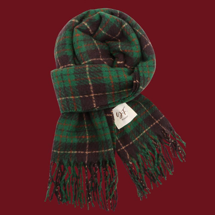 SPRUCE GREEN COZY PLAID SCARF

