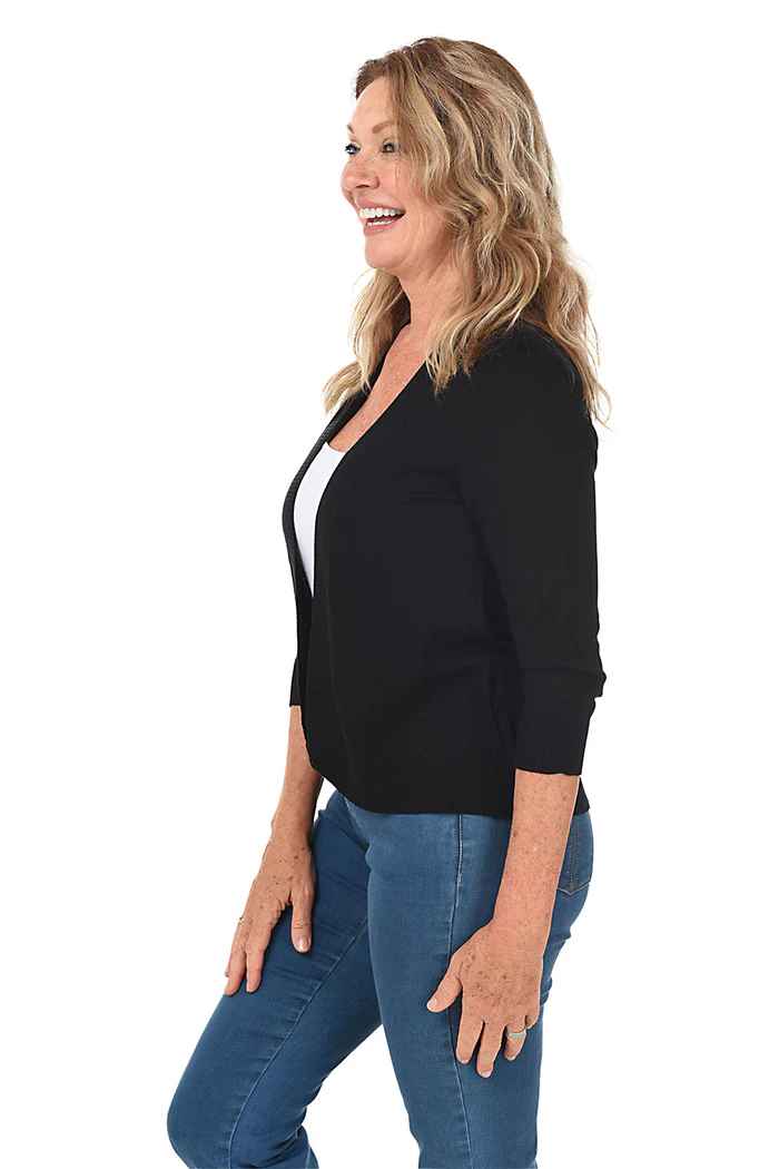 Patti Black 3/4 Sleeve Cardigan
