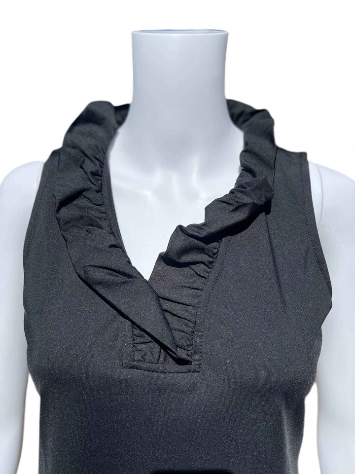 BLACK GRETCHEN RUFFLE V-NECK